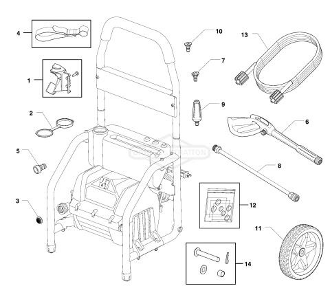 Briggs & Stratton pressure washer model 020708 replacement parts, pump breakdown, repair kits, owners manual and upgrade pump.